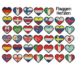 Stickserie - Herz Flaggen